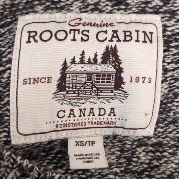 Roots Canada Iconic Cabin Sweater Marled Relaxed Fit VNeck Winter Fall Knit - Picture 10 of 11